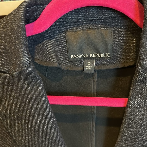 Banana Republic dark blue denim one button closure blazer size 0 - Picture 2 of 3